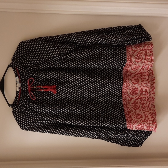 Boden Boho Tassle Tie Cotton Blouse - Picture 3 of 11